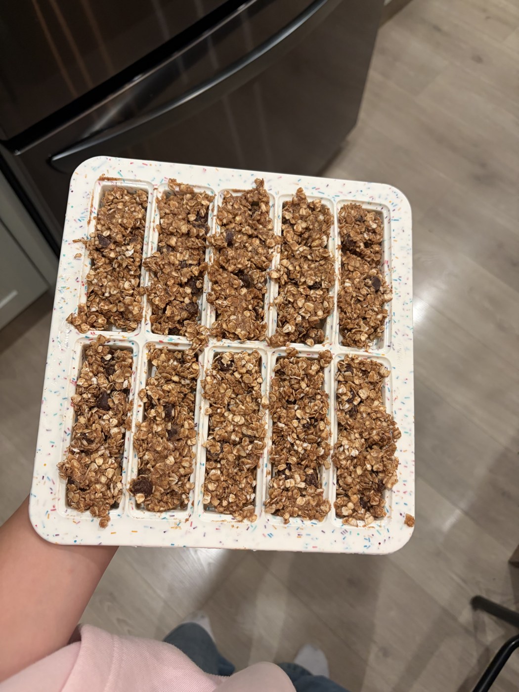 Homemade oat bars cut into small rectangles